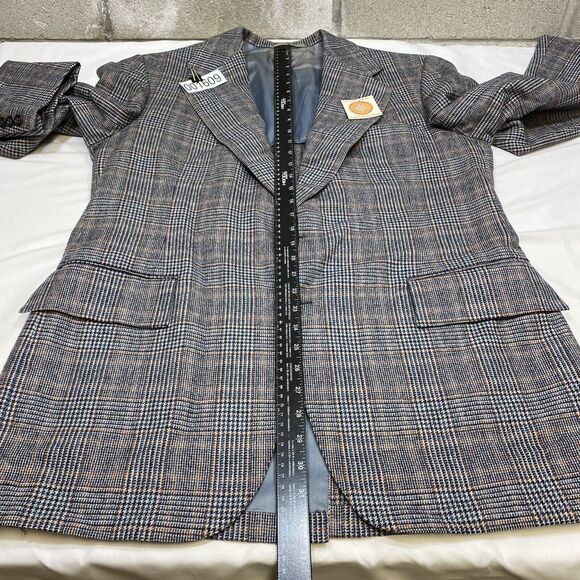 H. Freeman & Son Blazer Men's 44L Grey Glen Plaid Trend Aire Corpcore Jacket - Picture 16 of 16